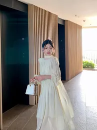 Casual Dresses Female Spring Temperament Senior Sense Of Break French Bubble Sleeve White Dress Long Short Section Waist Slim Fairy