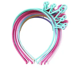 Kids Crown Headband Girl Plastic Tiaras Sticks Princess Children Headwear Accessory Candy Colors