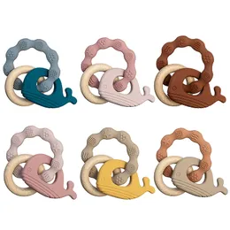 Baby Teether Silicone Bracelet Grade Cute Animal Whale Ring Ring Ring Bearth Beattle For Invant Assorties Toys