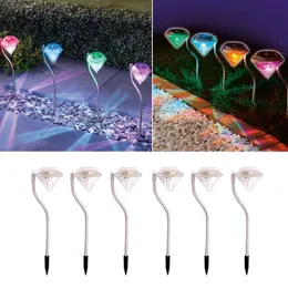 Dekoracje ogrodowe 4PCS Diamond Lawn Lampa słoneczna światła światła podwórka Wodoodporna LED na zewnątrz do dekoracyjnych 230717