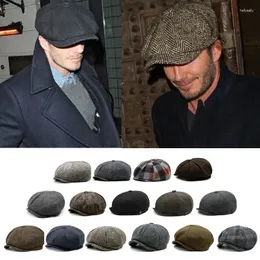 Berets And American Octagonal Hats Autumn Winter Warm Woolen Plus Size Sboy Caps Big Head For Men Women