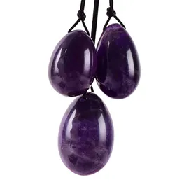 Massagestenar stenar borrade naturliga Amethyst Jade Yoni Egg Set Kegel Eggs Drawing Vaginal Body Muskelövare med ruta 230718