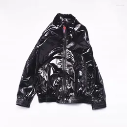 Männer Jacken Mann Jungen Chic Langarm Metallic Schwarz Jacke Mantel Regendicht Jogger Out Door Bühne Show Haufen Tanz 8XL Größe