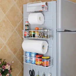 Rack de geladeira prateleira lateral suporte de parede lateral multifuncional organizador de suprimentos de cozinha doméstico armazenamento de geladeira multicamadas T2003248t
