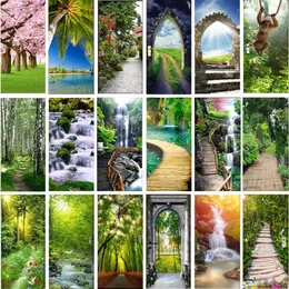 Wall Stickers Green Forest Version Door Create A Natural Atmosphere To Make The House Spacious Waterproof Posters 230717