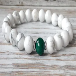 SN1074 2016 Mens Yoga Bracciale Howlite Malachite Bracciale Pietra Naturale Mala Perline Gioielli Whole237T