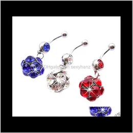 Bell D0153 3 Colors Belly Button Rings Body Body Percing Jewelry Dangle Fashion Charm Stone CZ Stone Steel 10pcslot 5eh4i 6djxq204a