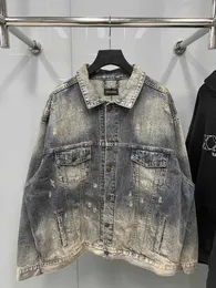 Blcg Lencia Denim Jacket Mens and Womens Coat Casual Cotton Turn-down 칼라 긴 소매 데님 폭격기 재킷 11852