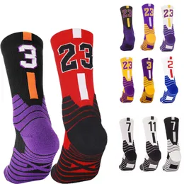 Sports Socks Trendy Man Basketball Socks Long Outdoor Breathable Sports Socks Anti Slip Profession Cycling Socks Basketball Number Socks 230717