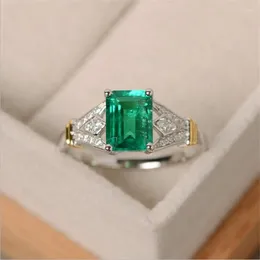 Cluster Ringen Drop Vintage Mode-sieraden 925 Zilveren Vulling Princess Cut Multi Color Zirconia Vrouwen Wedding Ring