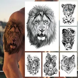 Waterproof Temporary Tattoo Animal Half Arm Tatoo Sticker Lion Tiger Leopard Wolf Head Water Transfer Tatto Sticker Body Makeup