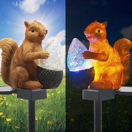 Decorações de jardim luz LED solar ao ar livre à prova d'água coruja esquilo modelagem animal decoração de gramado iluminação 230717