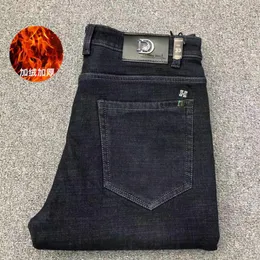 Peluche jeans busins tube droit jeunesse loisirs polyvalent élastique ample hiver épaissi chaud hommes 292L