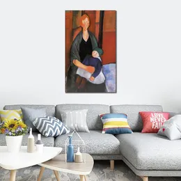 Pintura de alta qualidade Amedeo Modigliani Mulher sentada com criança (maternidade) Arte em tela feita à mão Decoração moderna de restaurante