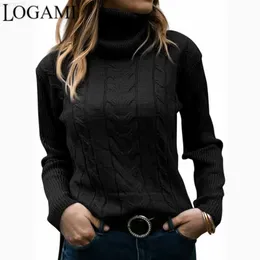 Suéteres de mujer LOGAMI Suéter de solapa de color sólido Mujeres Otoño Invierno Nuevo Retro Twist Sweater Jumper L230718