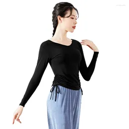 Vêtements de scène chemise de danse moderne coton haut à manches longues femmes tenue de Yoga Ballet danseur classique pratique grande taille en gros