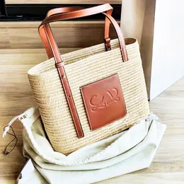 Kvinna raffias korg halm vikan anagram axelväska tote cross body handväskor herr designer lyx hink pochette weekender väv rese shoppare koppling strandsäckar