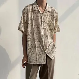 Camisas casuais masculinas Camisa masculina de manga curta estilo hip hop estampa floral vintage verão streetwear com mangas botão