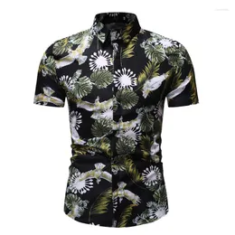 Męskie koszule Summer Hawaiian Print Shirt krótkie rękawy mężczyźni moda