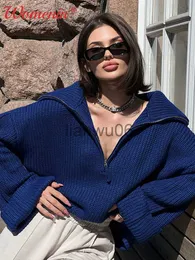 Women's Sweaters Winter Women's Turtleneck Sweaters Polo Collar With Zipper Knitted Pullover Female Loose Long Sleeve Top Warm Sweaters 2022 J230718