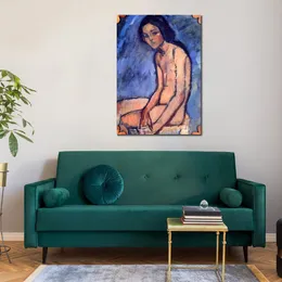 Aktporträt, Leinwandkunst, sitzender Akt, Amedeo Modigliani, Gemälde, handgefertigte Reproduktion, Badezimmerdekoration