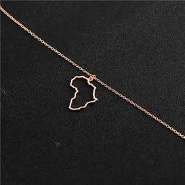 Outline Africa Map Necklace Country of South African Map Necklace Simple Adoption Etiopien Afrika Kontinent Halsband Jewelry2545