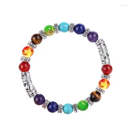 Braccialetti con ciondoli Fashion 7 Chakra Meditation Unisex Natural Stone Mala Yoga Bracciale Healing Beaded Men Women Gift