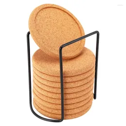 Table Mats Cork Coasters With Lip For Drinks Absorbent Thick Rustic Saucer Holder Heat & Water Resistant Reusable Natural Round C