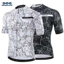 Cycling Shirts Tops KEMALOCE Breathable Unisex White Cartoon Cat Jersey Spring AntiPilling EcoFriendly Bike Clothing Top Road Team Bicycle 230717