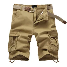 Mens shorts sommar Multi Pocket Military Cargo Shorts Bomull Khaki Mens Tactical 2944 Utan bälte 230718