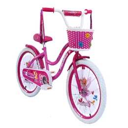 크루저 스틸 프레임 자전거 코스터 브레이크 원 조각 크랭크, 흰색, 핑크 풀 커버 체인 가드, 핑크 바구니, 펜더 및 림, 흰색 T
