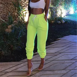 Women's Pants Capris Women Neon Green Streetwear Pants Elastic Waist Sweatpants Ladies Casual Summer Hip Hop Harajuku Trousers Harem Drawstring 230717