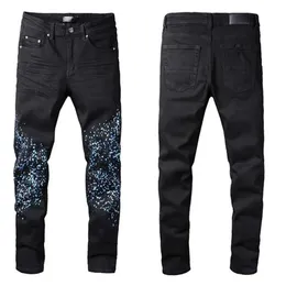 2022 Luxos Designer Mens Jeans Moda Jeans de Perna Fina Five Star Biker Blue Pants Distressed Water Diamond Zebra Stripes Top Qual218R