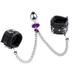 Bondage Anal Plug to Wrist Bondage Kit Gay Fetish Tail Plug Handcuffs Adult Products BDSM Sex Toys For Men Women Restraints Erotic Toys 230718