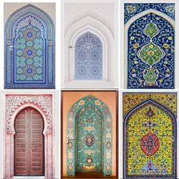 Adesivi murali PVC Autoadesivo Rimovibile Musulmano Arabo Adesivo Porta Allahu Carta Da Parati Islamica Living Room Decor 3D Decal 230717