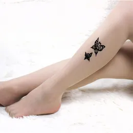 Women Socks CHSDCSI High Quality Skin Flower Tights Sexy Pantyhose Tattoo Pattern Temptation Sheer Stockings 16 Styles
