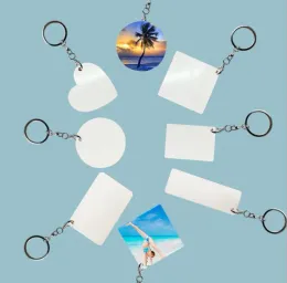 Sublimation Aluminium Alloy keychains Pendants transfer printing blank diy custom consumables keyring two sides printed JY18