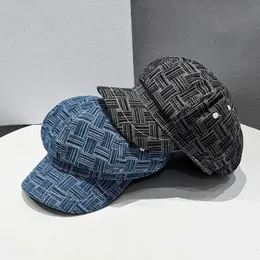 Berets cokk القبعات المثمن للنساء Beret Winter Beret Denim Cloth Cap Autumn Plaid Sboy Female Gorro 230718