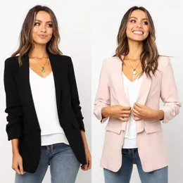 Women's Suits Plus Size S-3XL Women Blazer Jacket Spring Autumn Fashion Casual Elegant Slim Business Formal Work Office Lady OL Black Pink