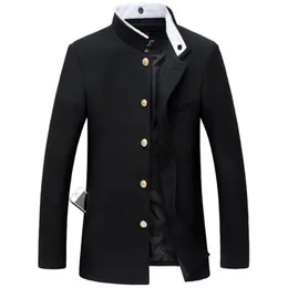 Men s Suits Blazers Men Black Slim Tunic Jacket Single Breasted Blazer Japanese School Uniform College Coat 230718