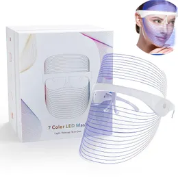 Dispositivi per la cura del viso 7 colori LED Beauty Mask Pon Therapy Anti Acne Rimozione delle rughe Strumenti per il ringiovanimento della pelle 230617