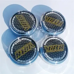 4x för Volk Rays Carbon Wheel Cover Center Hub Caps Universal 68mm bilhjul täcker Chrome ABS Wheel Center Hub Caps 4pcs Lot177C