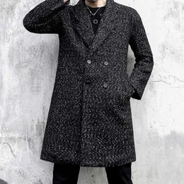 Misto lana da uomo Trench coat doppio petto stile Yamamoto Autunno Inverno Nuova moda in lana Abbigliamento uomo Giacca a vento casual sottile HKD230718