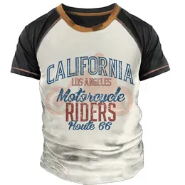 Mens Tshirts Summer Street Style Tshirt Fashion Us Route 66 Letter 3D Tryckt Retro Motorcykel Kort ärm slitage 230718