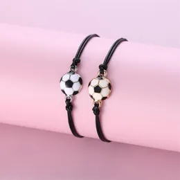 Очарование браслетов 2pcs/Set Cartoon Foblar Bracelet для мальчиков девочки Симпатичная регулируемая футбольная шкура