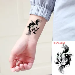 Adesivo de tatuagem temporária à prova d'água Preto e branco peixe TaiChi padrão The Body Art Flash Tatuagem Tatuagem falsa para homens e mulheres