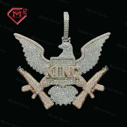 Designer Jewelry Moissanite Pendant Ready To Ship Luxury King Letters On Bald Eagle With Aks Gun Letter Pendant Jewelry Custom 925 Pendant