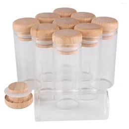 Butelki do przechowywania 24 sztuki 30 ml 30 70 mm rurki testowe z drewnianymi czapkami szklane słoiki fiolki życzące śruby