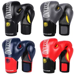 Skyddsutrustning 10 12 14oz boxing handskar pu läder muay thai guantes de boxeo fri kamp mma sandbag träning handske för vuxna män kvinnor hkd230718