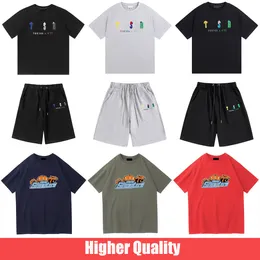 남자 Tshirts 디자이너 Mens T 셔츠 커플 인쇄 편지 트랩 스타 셔츠 검은 색과 흰색 회색 무지개 컬러 여름 스포츠 패션 탑 짧은 슬리브 둥근 목